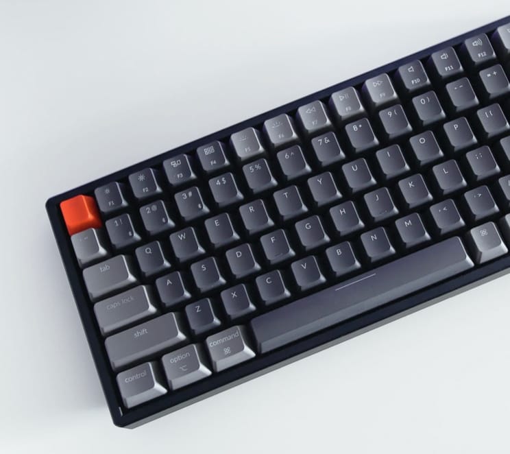 Black keyboard on a grey background